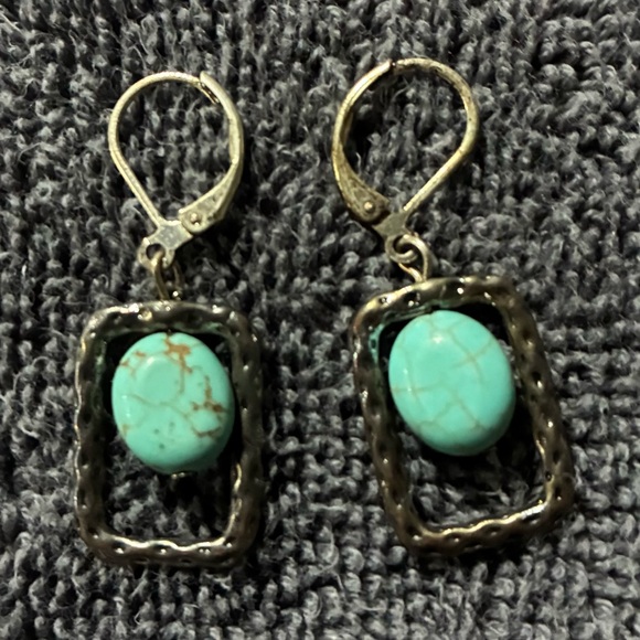 Jewelry - Turquoise Stone Dangle Earrings - Women Jewelry